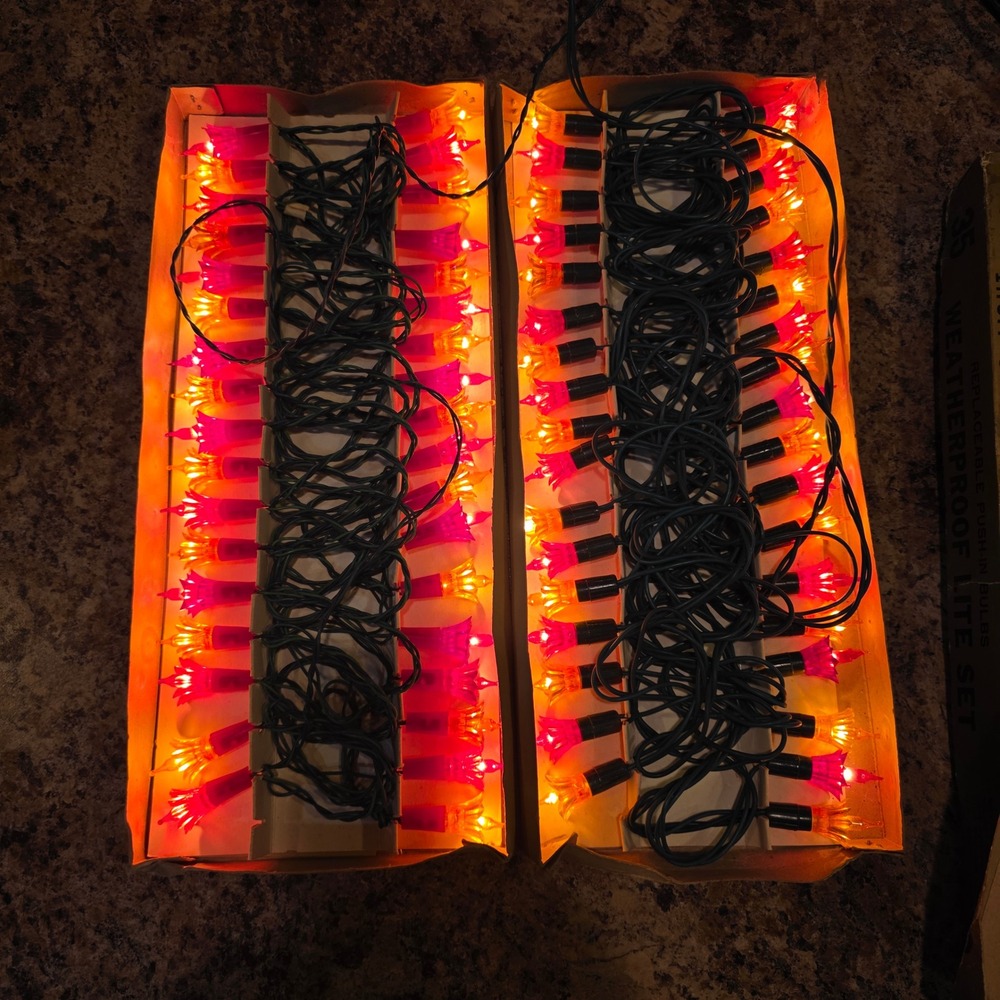 VTG Lot of 2 Kurt Adler Soff Glo 35 Tulip Flower Christmas Light Sets